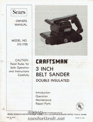 Craftsman belt sander model 315 manual. - La medicina en la conquista del desierto.